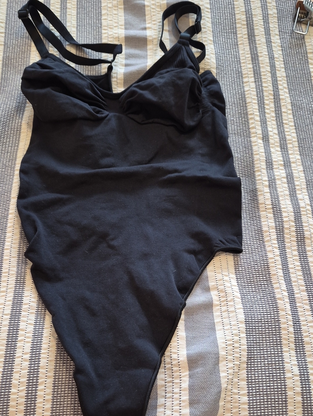 SKIMS Black Kids One-Piece Bodysuit with Adjustable Straps